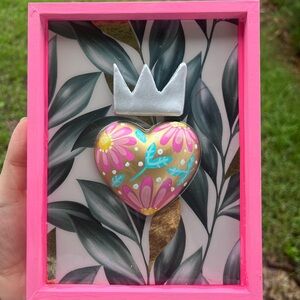 Colorful Heart Wall Art with Silver Crown